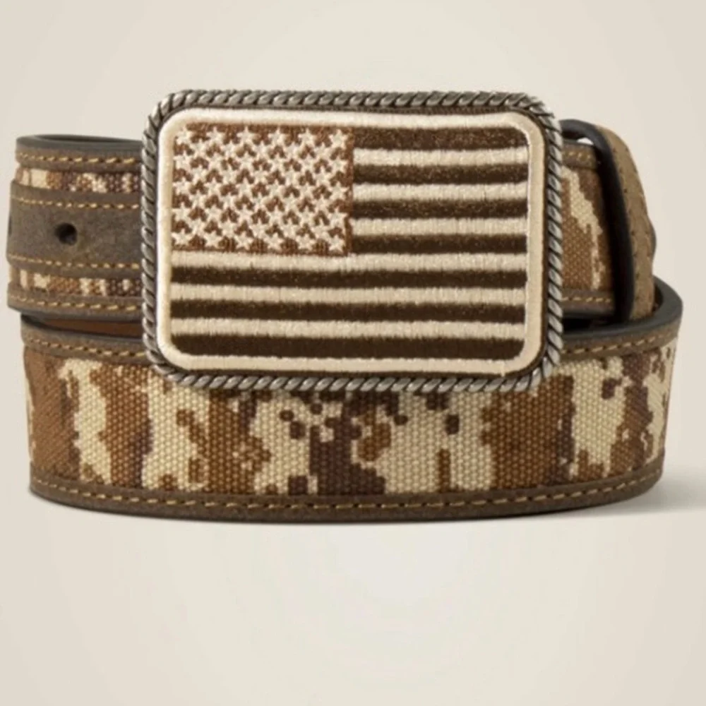 ARIAT Flag buckle camo belt